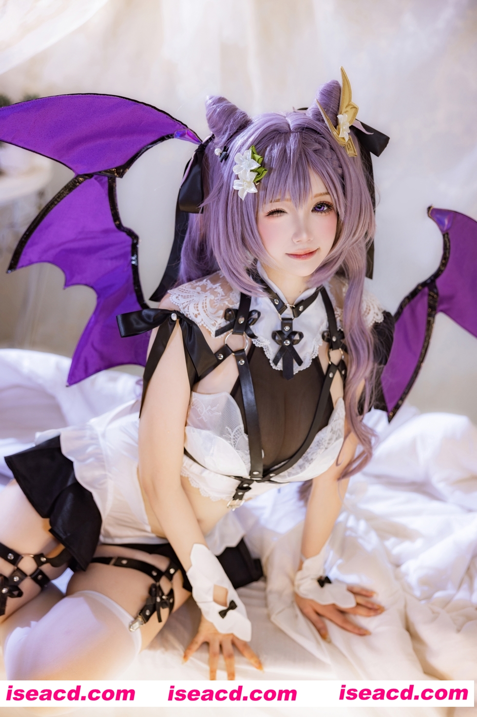 图片[1]-【COSPLAY/带视频】雪晴Astra-刻晴 恶魔拘束睡衣 [20P 4V]【400M】-嘤嘤怪之家